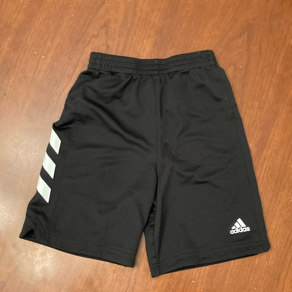 adidas Kids Black Shorts with White Stripes
